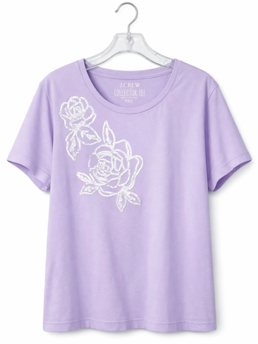 J. Crew Lavender Tee with White Floral Appliquรฉ